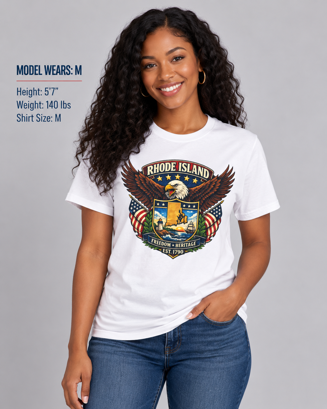 Rhode Island Americana Eagle Unisex Softstyle T Shirt State Pride Graphic Tee Collections FS03