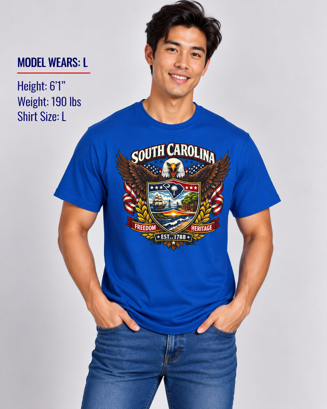 South Carolina Americana Eagle Unisex Softstyle T Shirt State Pride Graphic Tee Collections FS03