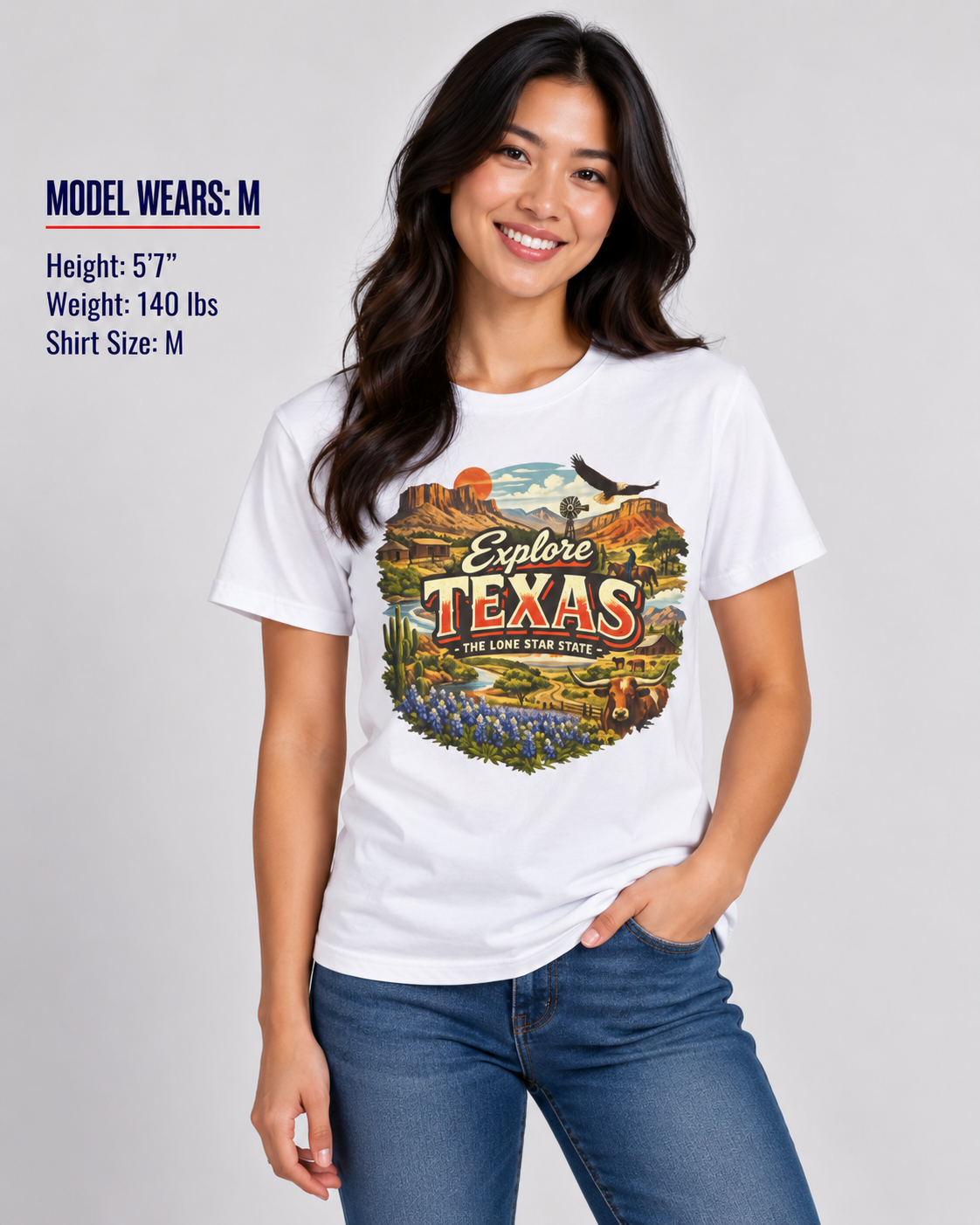 Explore Texas Unisex Softstyle T Shirt State Pride Graphic Tee Collections FS03