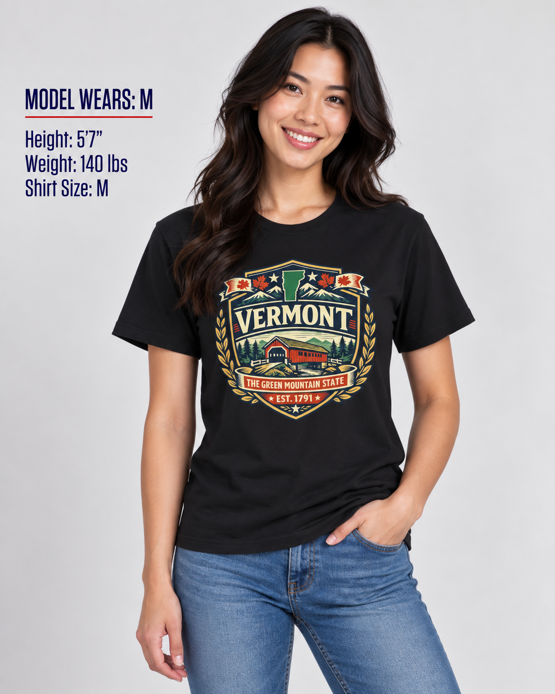 Vermont Heritage Badge Unisex Softstyle T Shirt State Pride Graphic Tee Collections FS03