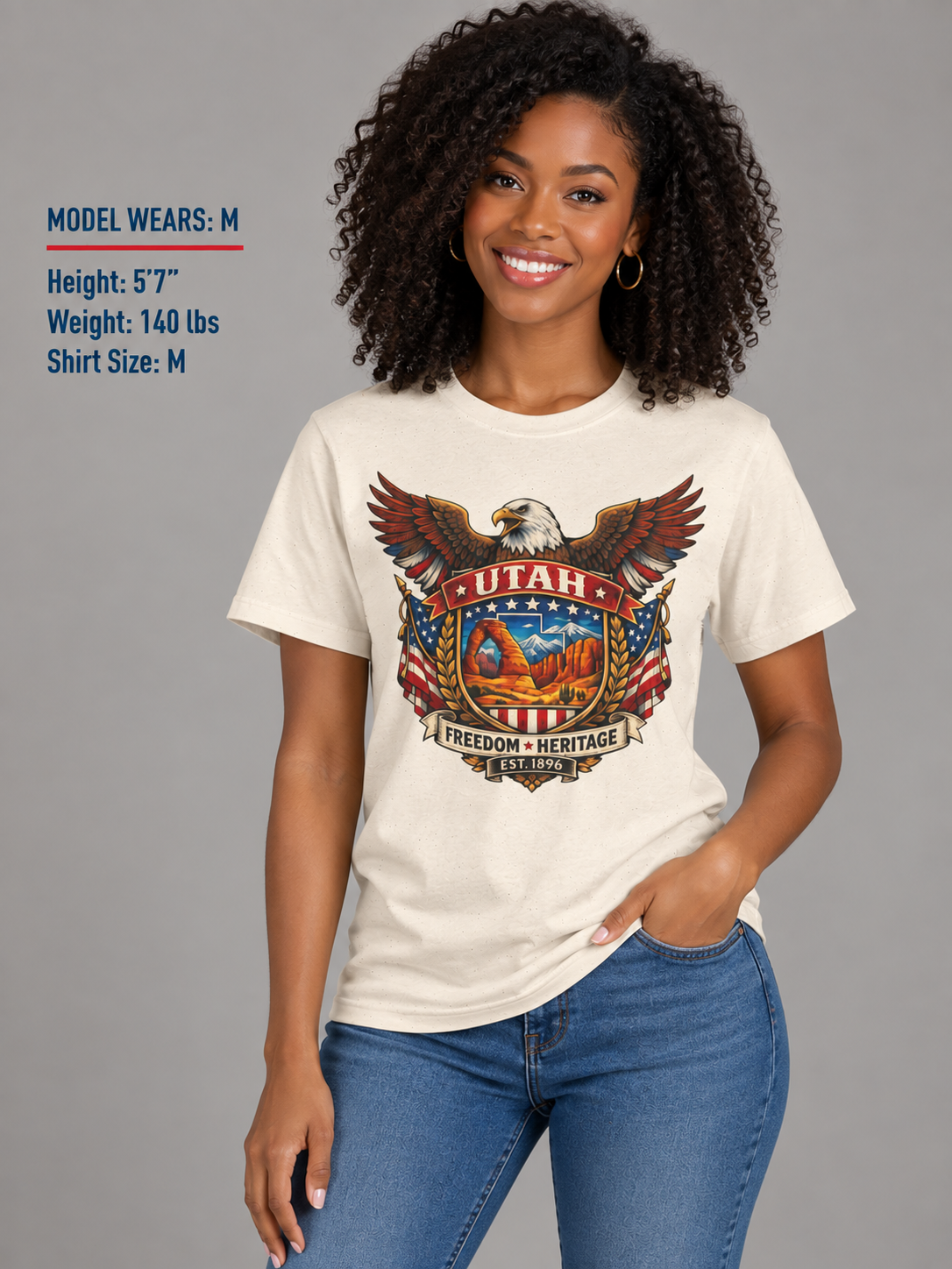 Utah Americana Eagle Unisex Softstyle T Shirt State Pride Graphic Tee Collections FS03