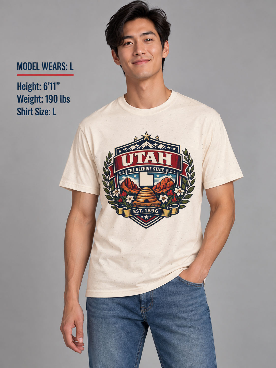 Utah Heritage Badge Unisex Softstyle T Shirt State Pride Graphic Tee Collections FS03