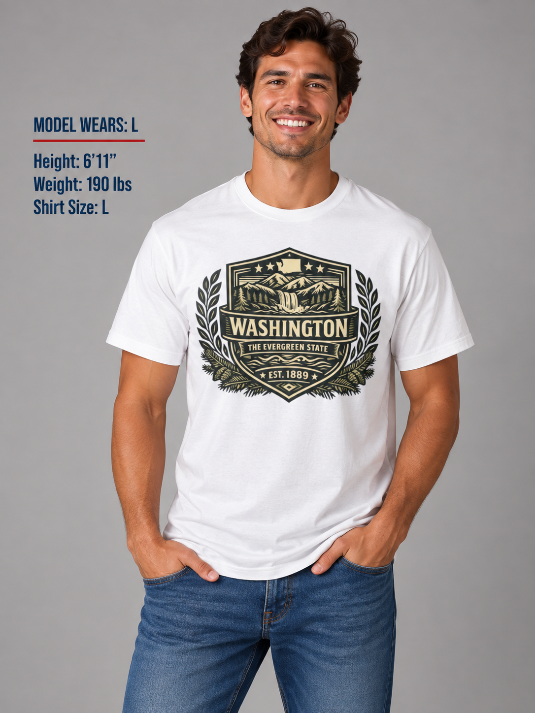 Washington Heritage Badge Unisex Softstyle T Shirt State Pride Graphic Tee Collections FS03