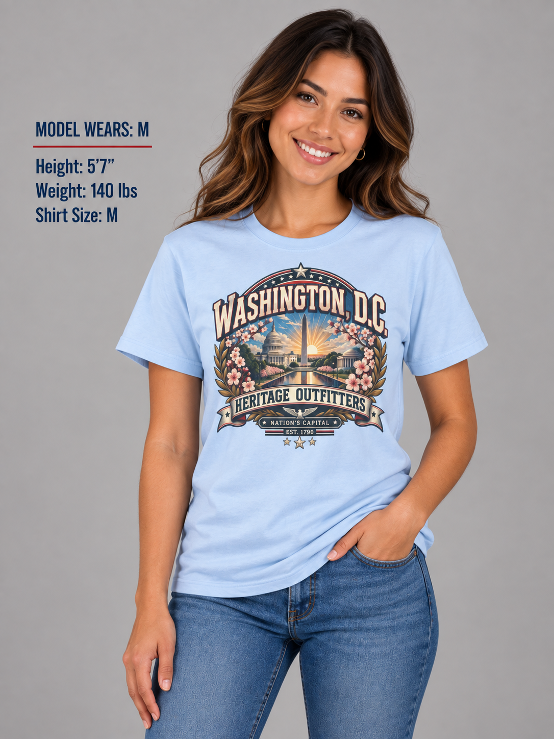 Washington D.C. Heritage Outfitters Unisex Softstyle T Shirt State Pride Graphic Tee Collections FS03