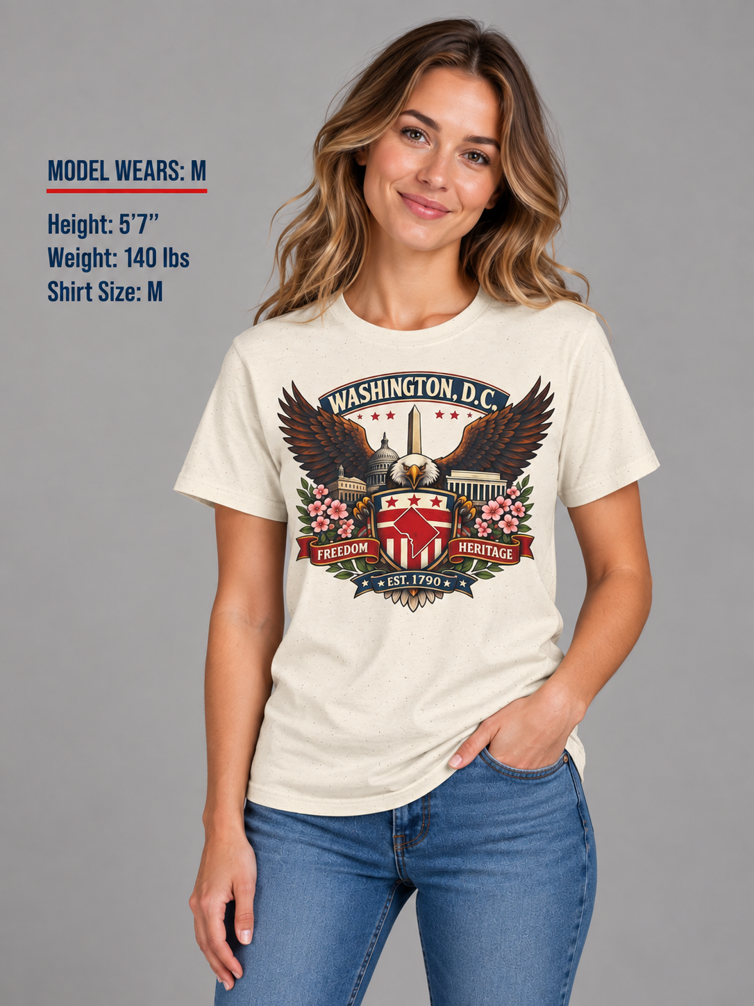Washington D.C. Americana Eagle Unisex Softstyle T Shirt State Pride Graphic Tee Collections FS03