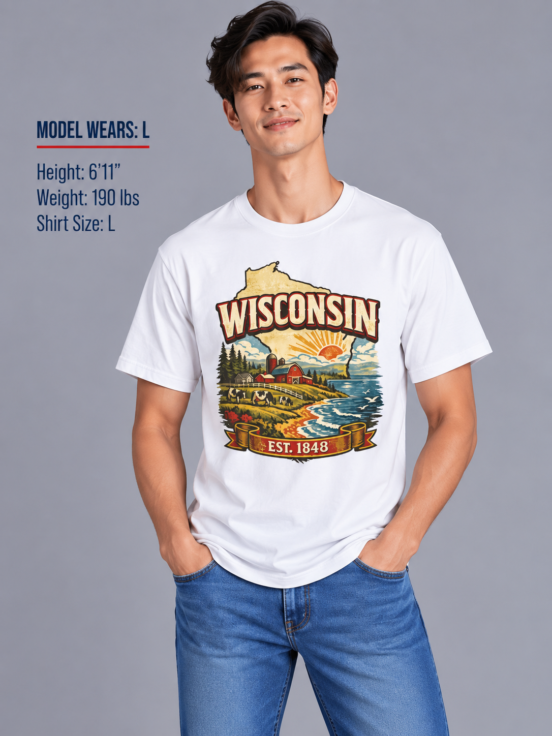 Vintage Wisconsin Heritage Unisex Softstyle T Shirt State Pride Graphic Tee Collections FS03