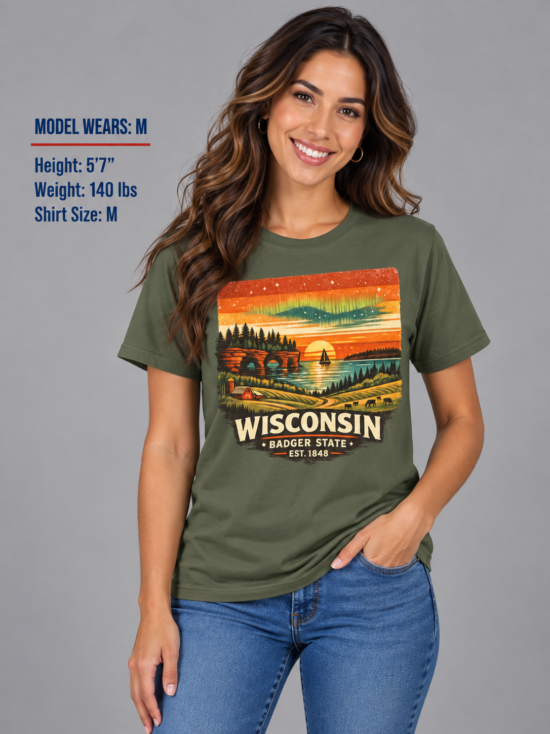Wisconsin Lakeside Sunset Unisex Softstyle T Shirt State Pride Graphic Tee Collections FS03