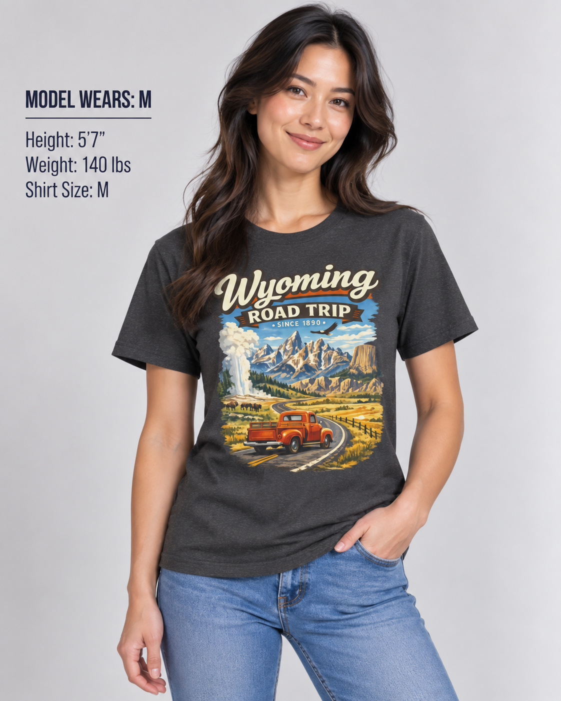 Wyoming Road Trip Unisex Softstyle T Shirt State Pride Graphic Tee Collections FS03