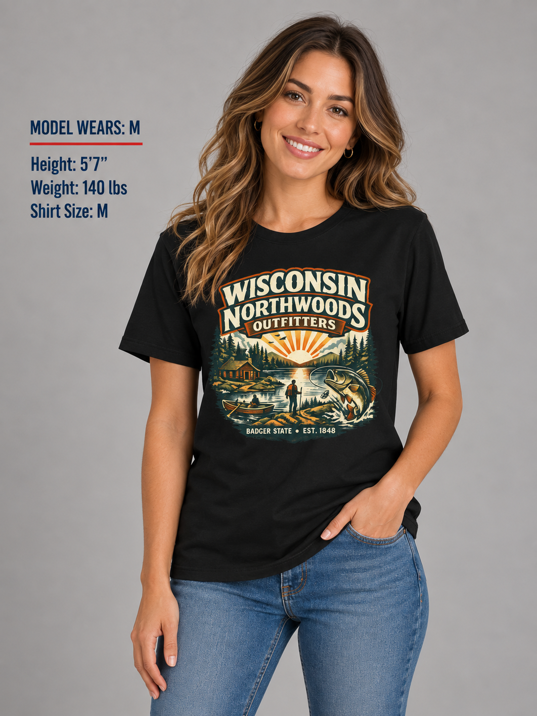 Wisconsin Northwoods Outfitters Unisex Softstyle T Shirt State Pride Graphic Tee Collections FS03