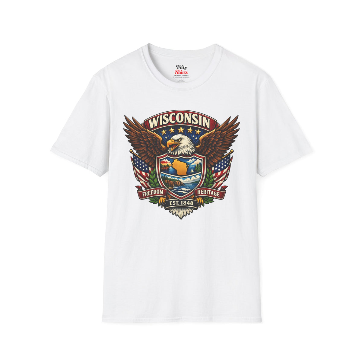 Wisconsin Americana Eagle Unisex Softstyle T Shirt State Pride Graphic Tee Collections FS03