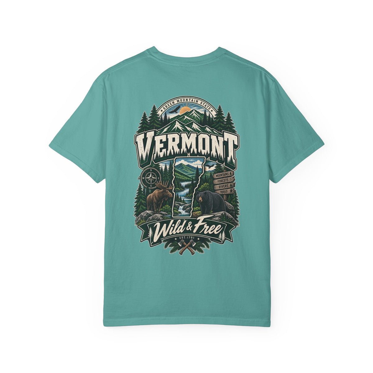Vermont Wild & Free Unisex Comfort Color 1717 Streetwear Graphic Tee