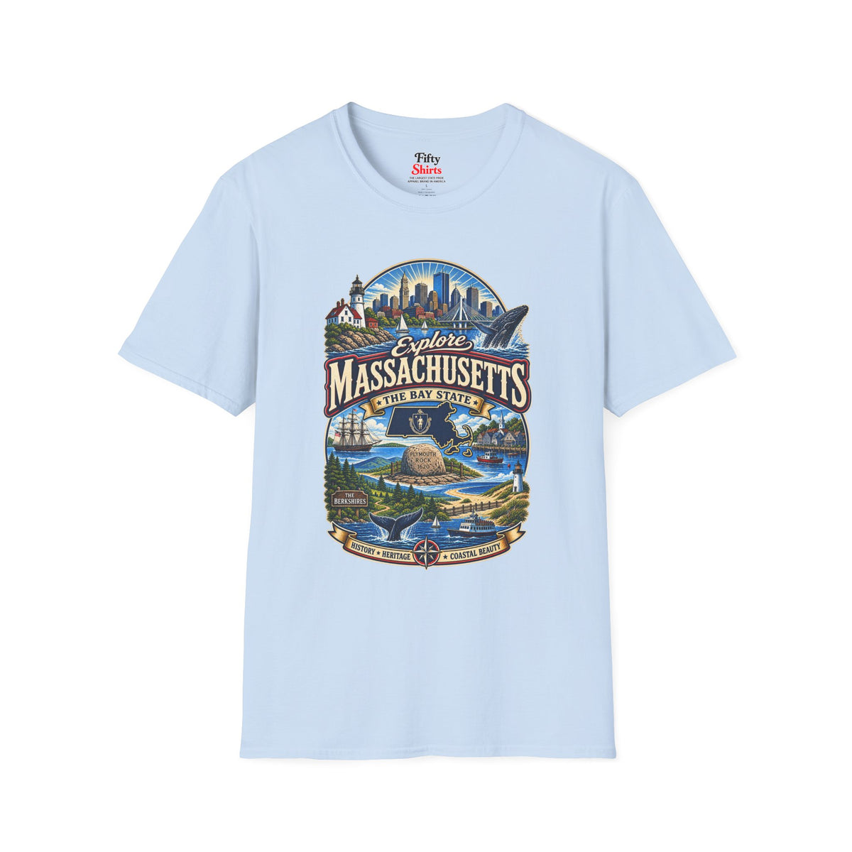 Explore Massachusetts Unisex Softstyle T Shirt State Pride Graphic Tee Collections FS03