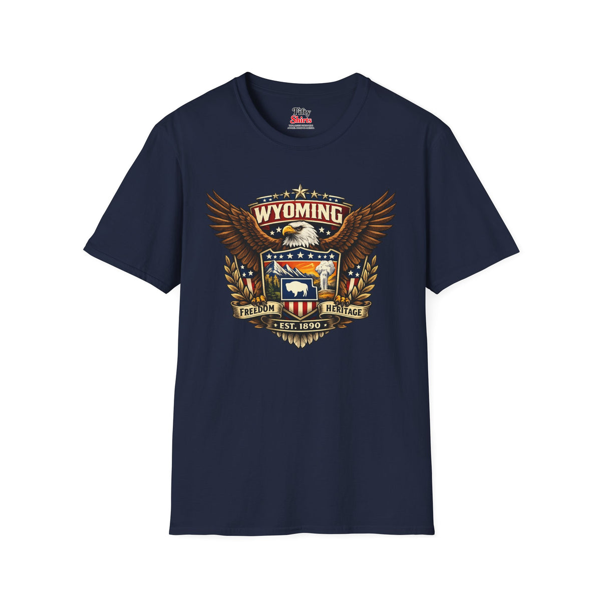 Wyoming Americana Eagle Unisex Softstyle T Shirt State Pride Graphic Tee Collections FS03