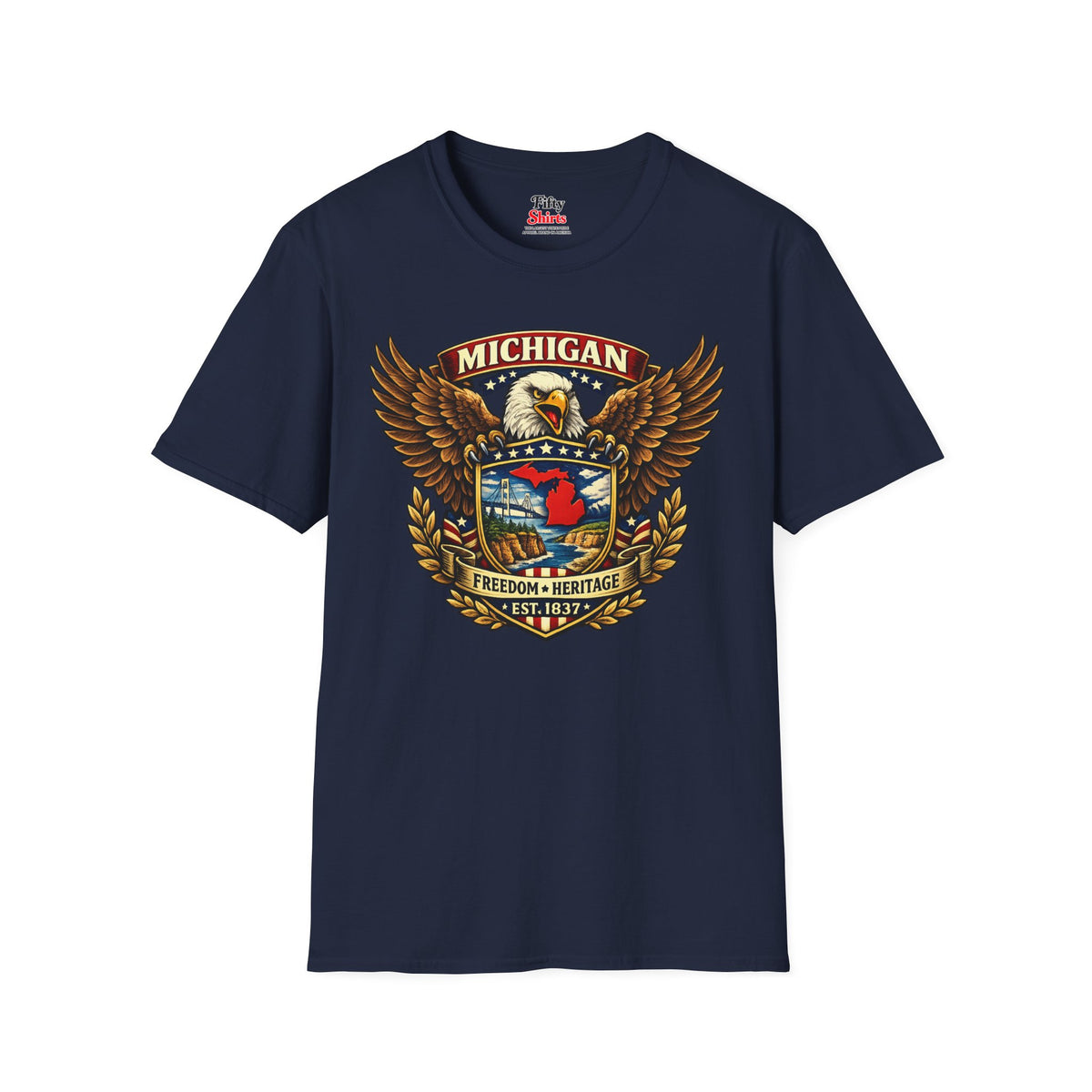 Michigan Americana Eagle Unisex Softstyle T Shirt State Pride Graphic Tee Collections FS03