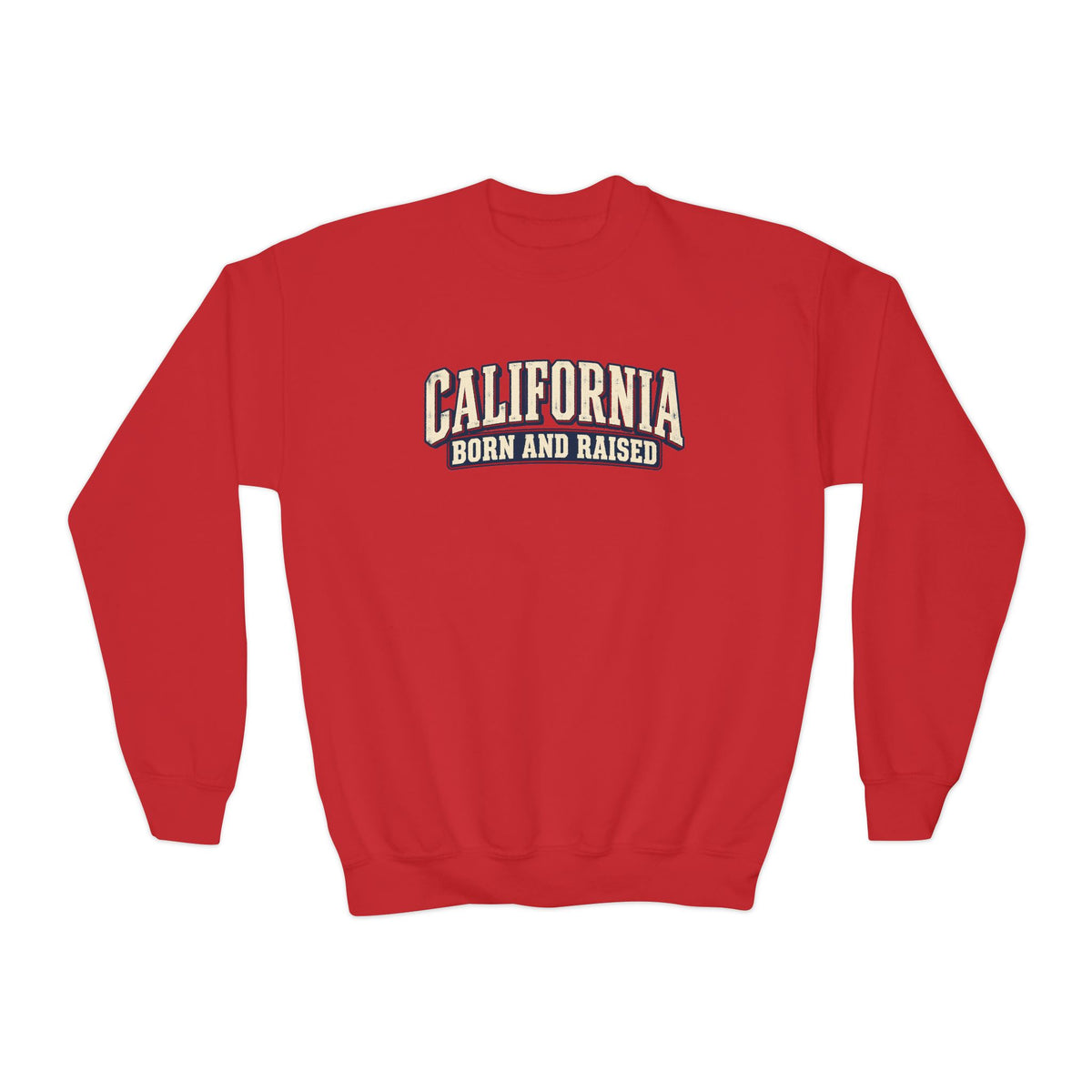 California Born and Raised Old-School Americana Unisex Youth Crewneck Sweatshirt Graphic
