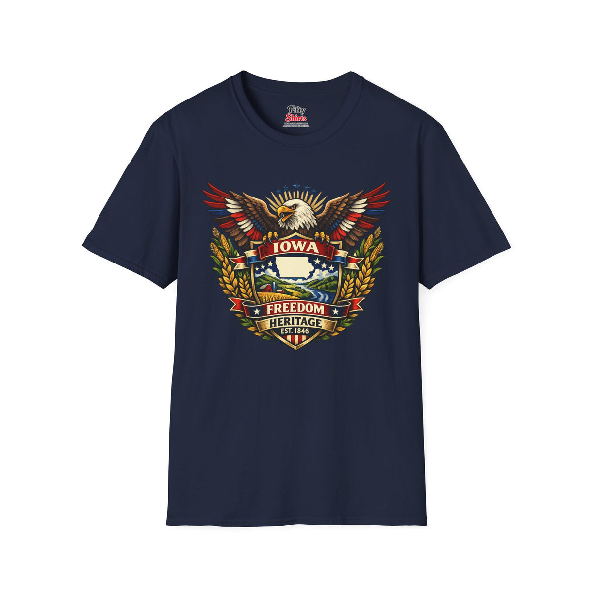 Iowa Americana Eagle Unisex Softstyle T Shirt State Pride Graphic Tee Collections FS03