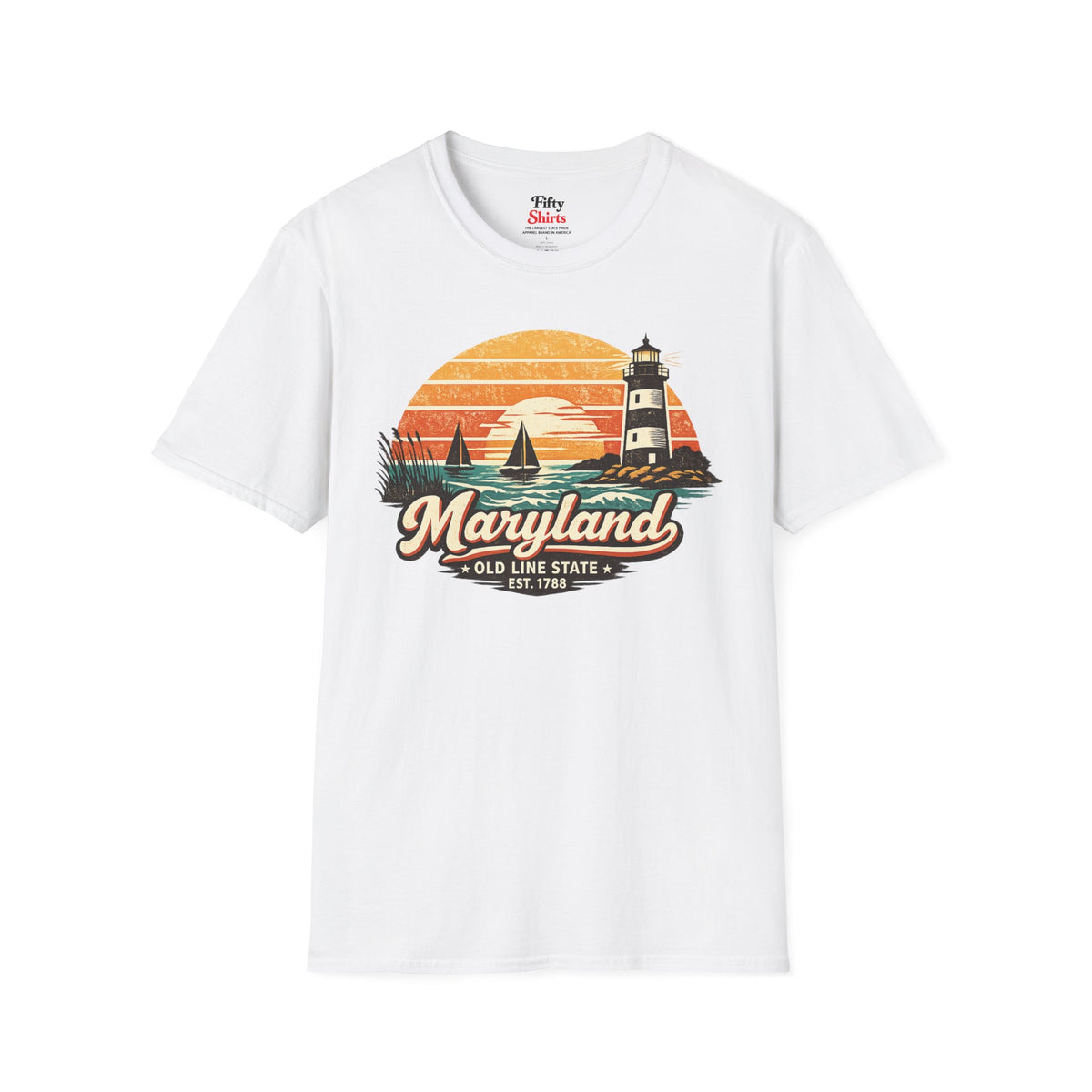 Maryland Coastal Sunset Unisex Softstyle T Shirt State Pride Graphic Tee Collections FS03