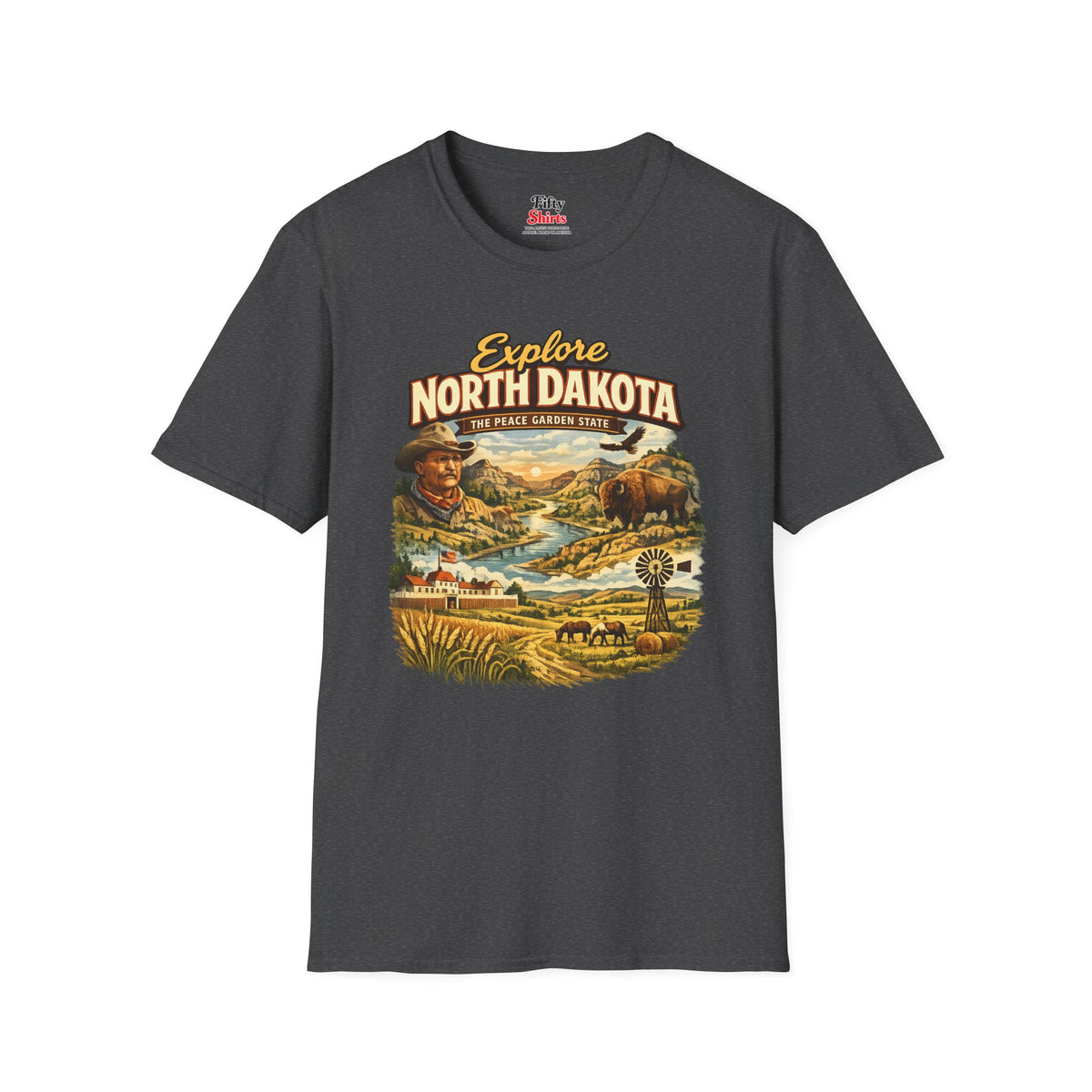 Explore North Dakota Unisex Softstyle T Shirt State Pride Graphic Tee Collections FS03