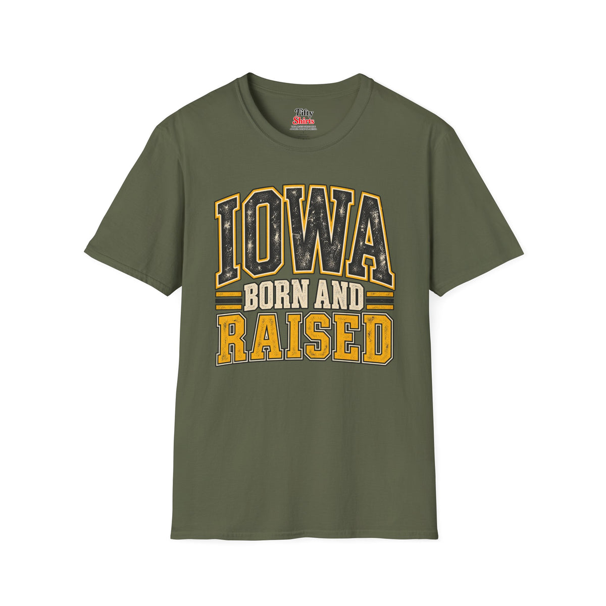 Iowa Born and Raised Unisex Softstyle T Shirt State Name Graphic Tee