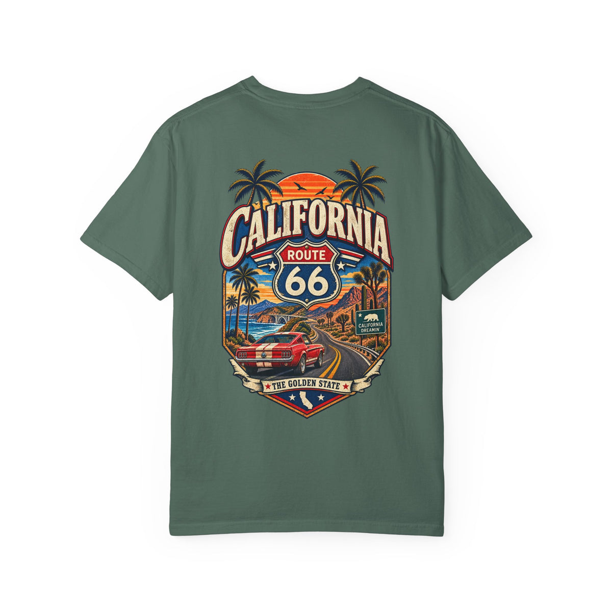 California Route 66 Style Unisex Comfort Color 1717 Streetwear Graphic Tee