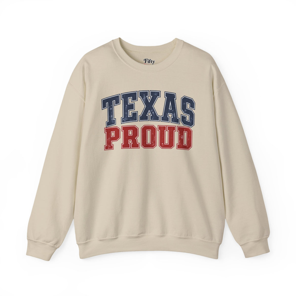Texas Proud Unisex Crewneck Sweatshirt State Name Graphic