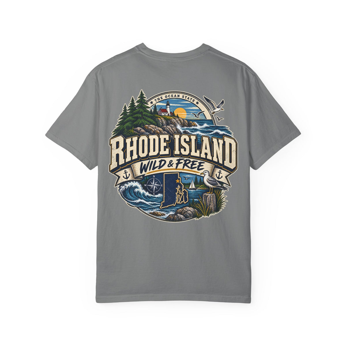 Rhode Island Wild & Free Unisex Comfort Color 1717 Streetwear Graphic Tee