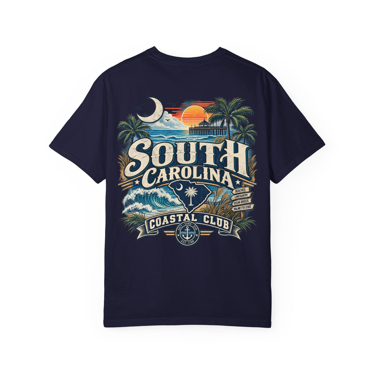 South Carolina Coastal Club Unisex Comfort Color 1717 Streetwear Graphic Tee