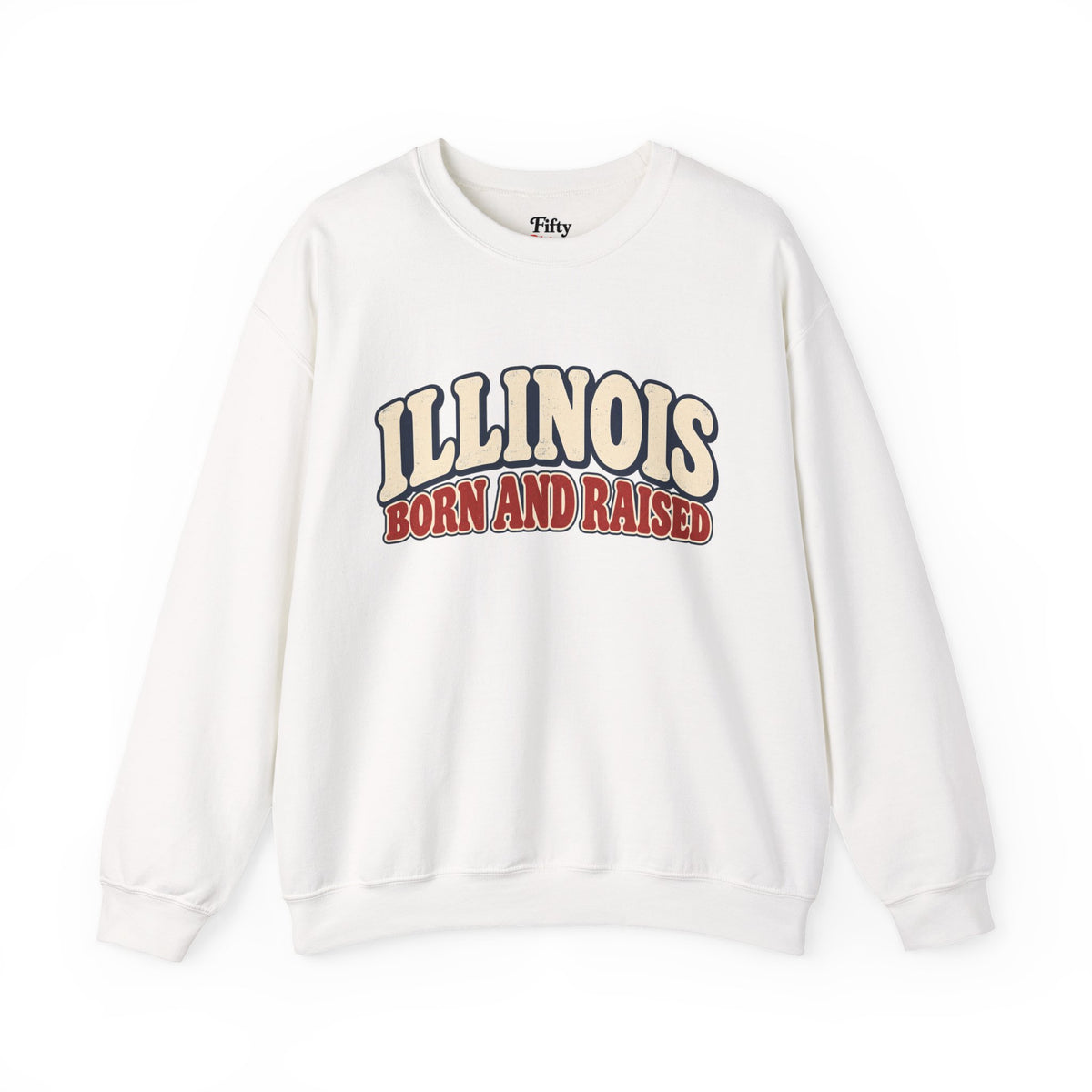 Illinois Born and Raised Retro 1970s Unisex Sweatshirt Graphic