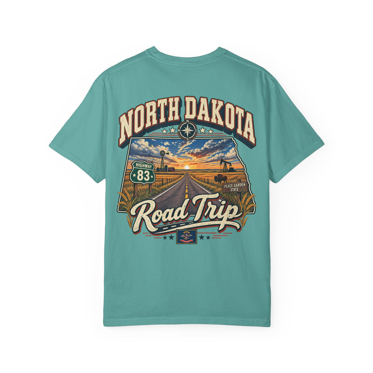 North Dakota Road Trip Unisex Comfort Color 1717 Streetwear Graphic Tee