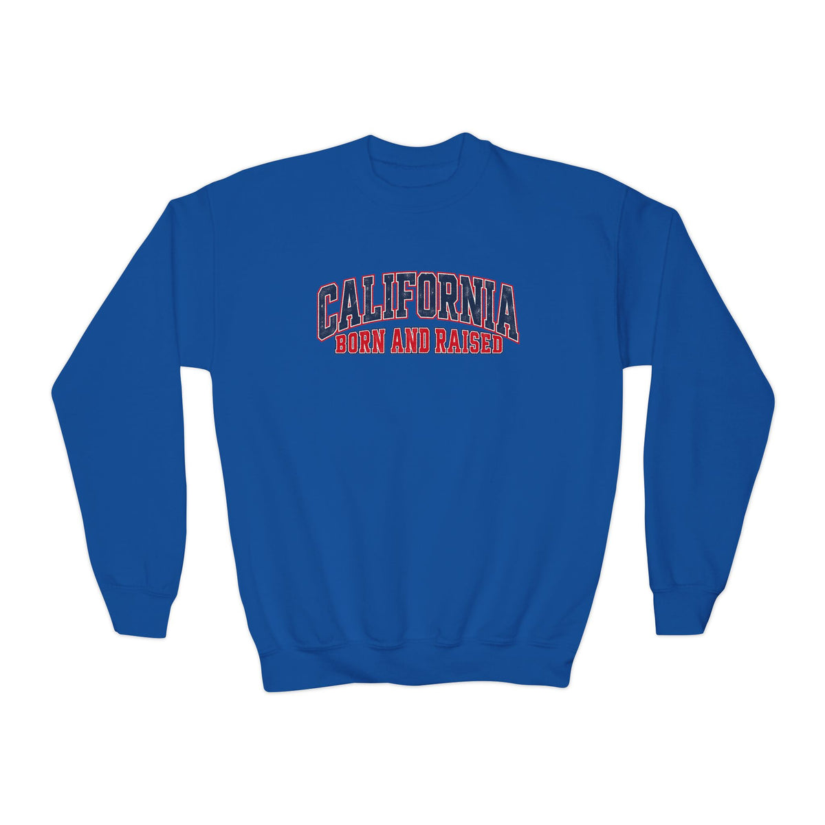 California Born and Raised Vintage Athletic Heritage Unisex Youth Crewneck Sweatshirt Graphic