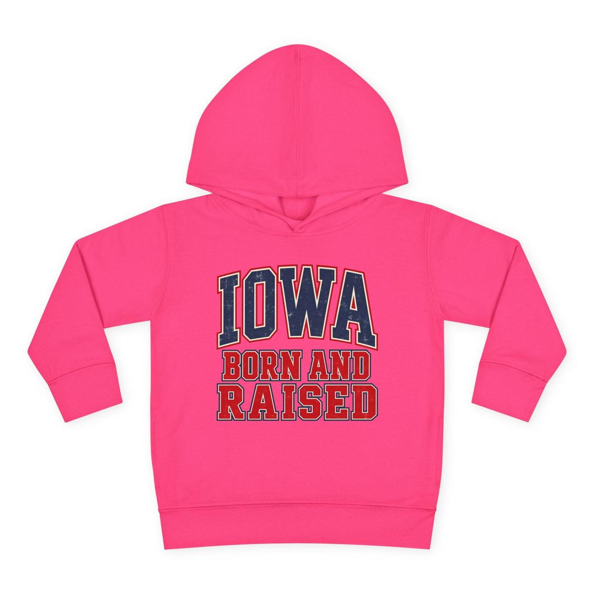 Iowa Born and Raised Vintage Collegiate Unisex Toddler Pullover Fleece Hoodie