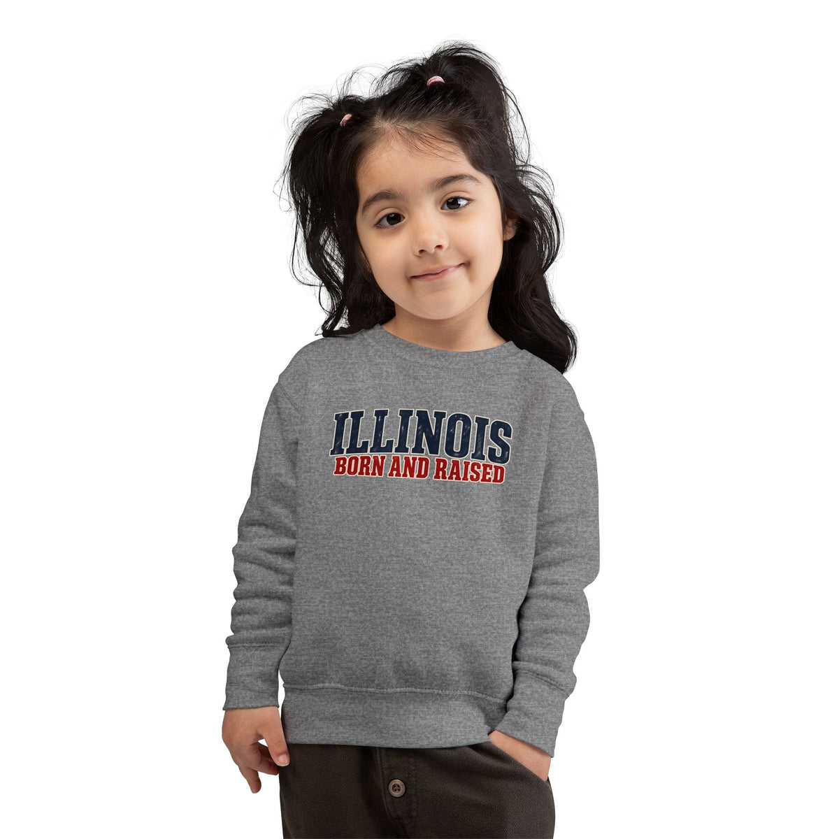 Illinois Born and Raised Midwest Americana Unisex Toddler Sweatshirt