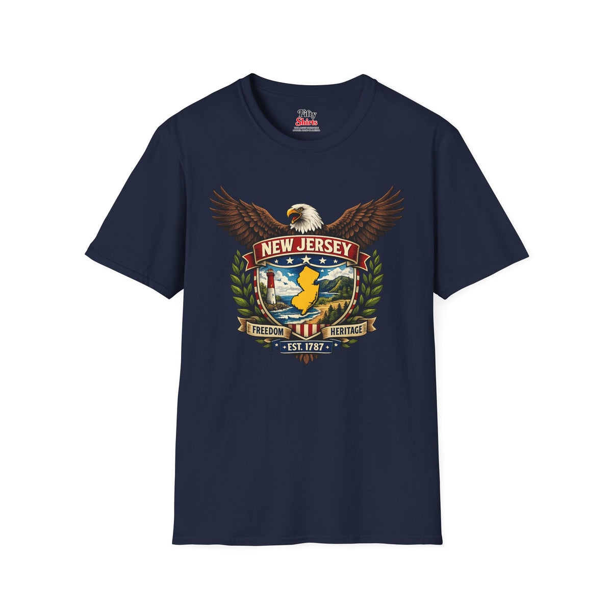New Jersey Americana Eagle Unisex Softstyle T Shirt State Pride Graphic Tee Collections FS03