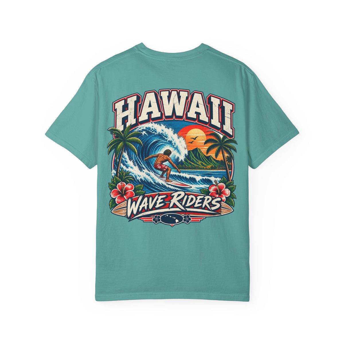 Hawaii Wave Riders Unisex Comfort Color 1717 Streetwear Graphic Tee