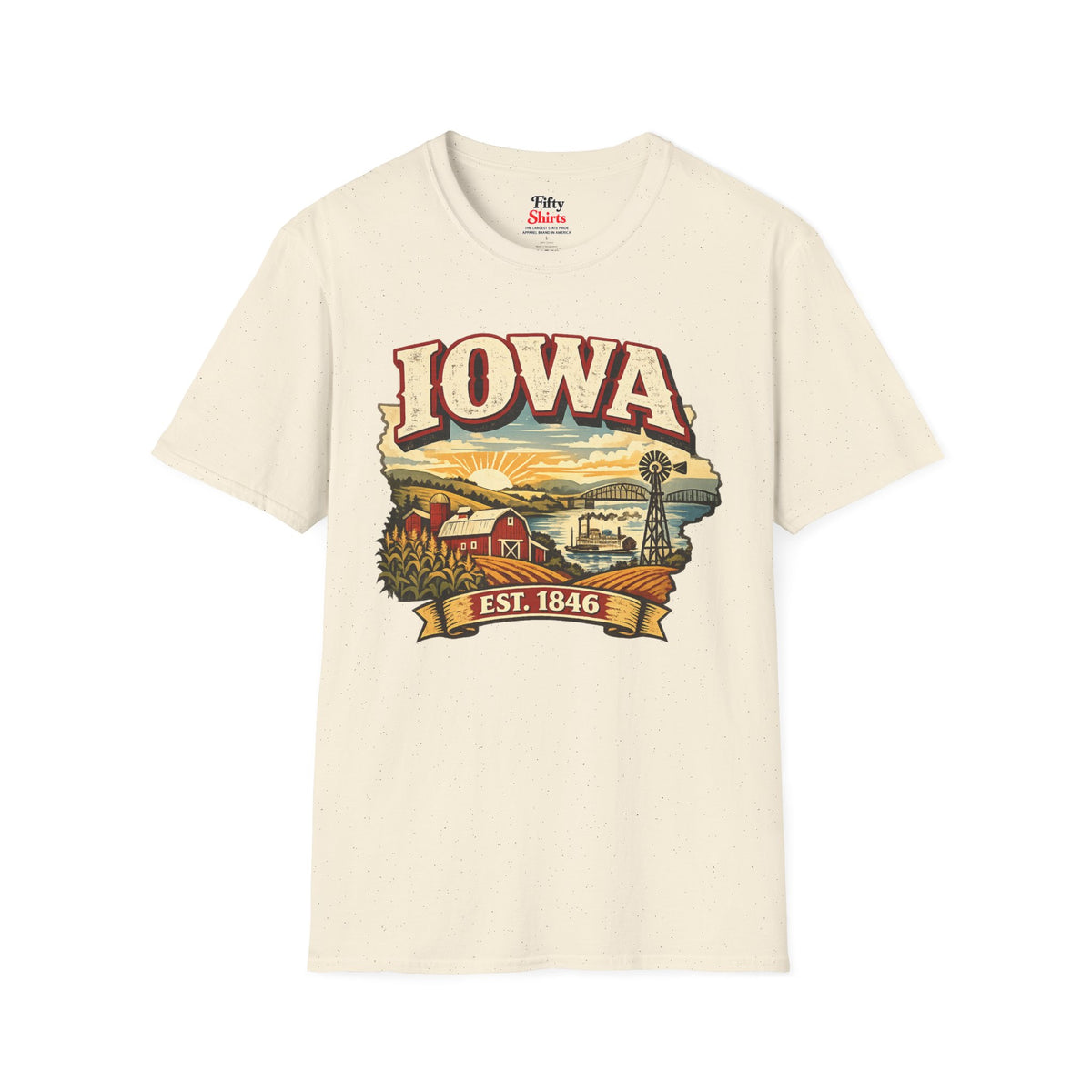 Vintage Iowa Heritage Unisex Softstyle T Shirt State Pride Graphic Tee Collections FS03