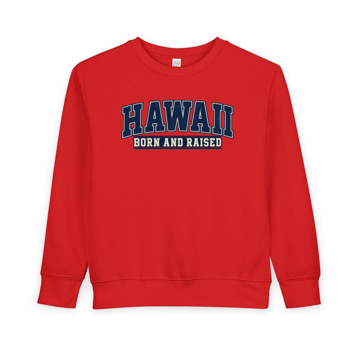 Hawaii Born and Raised Collegiate Style Unisex Toddler Sweatshirt