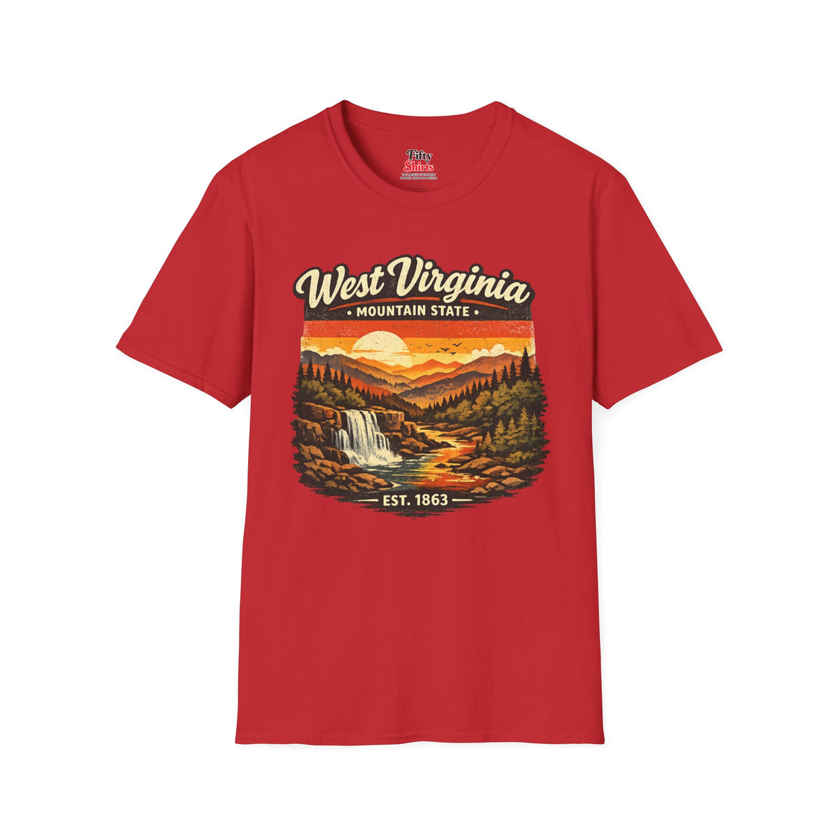 West Virginia Mountain Sunset Unisex Softstyle T Shirt State Pride Graphic Tee Collections FS03