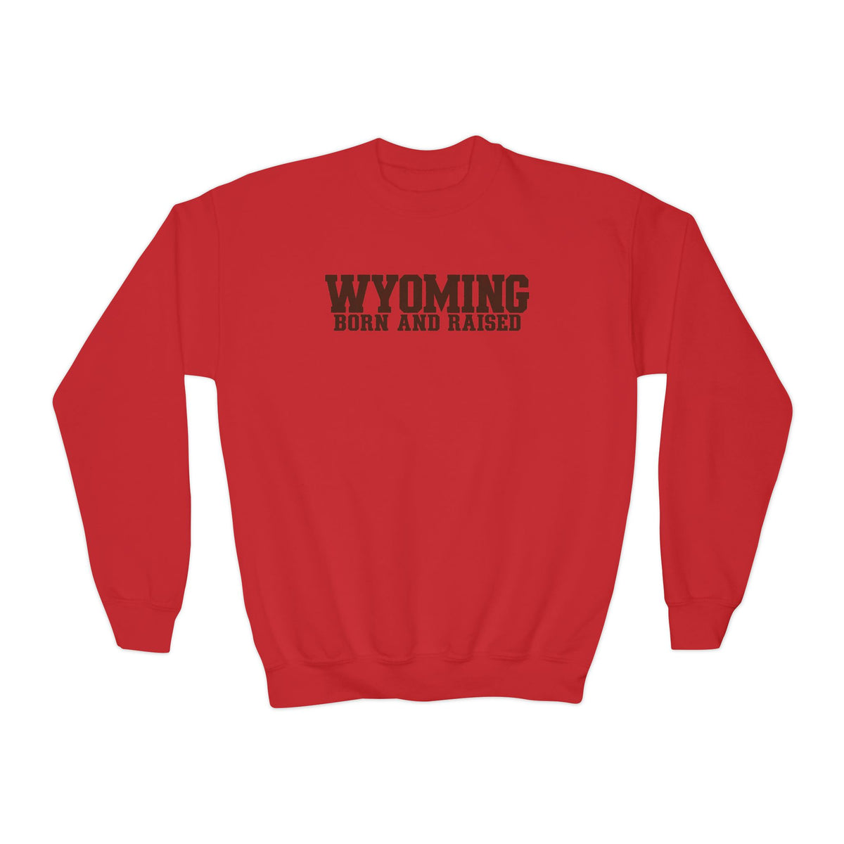 Wyoming Born and Raised Minimal Western Unisex Youth Crewneck Sweatshirt Graphic