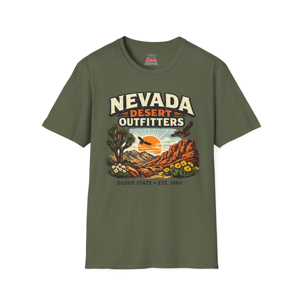 Nevada Desert Outfitters Unisex Softstyle T Shirt State Pride Graphic Tee Collections FS03