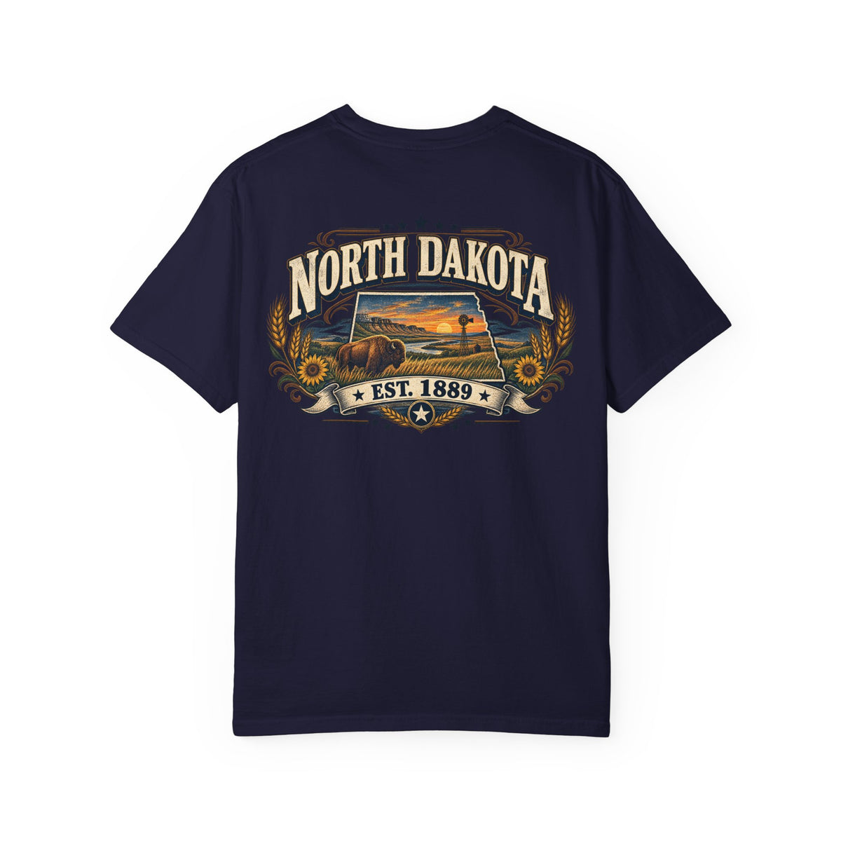 North Dakota Established 1889 Unisex Comfort Color 1717 Streetwear Graphic Tee