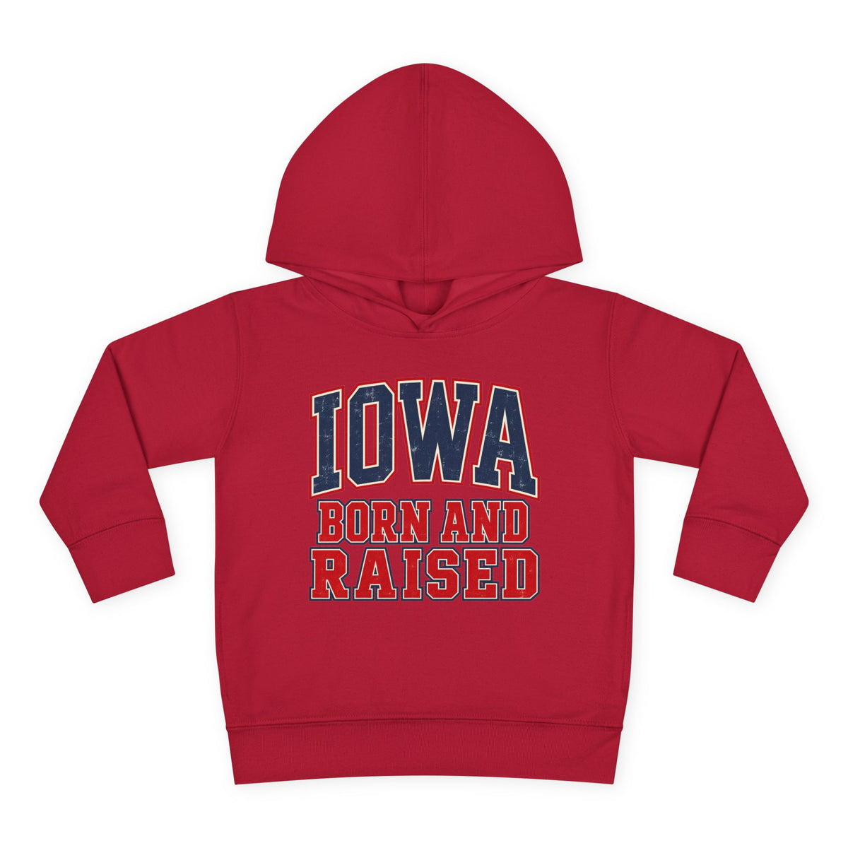 Iowa Born and Raised Vintage Collegiate Unisex Toddler Pullover Fleece Hoodie