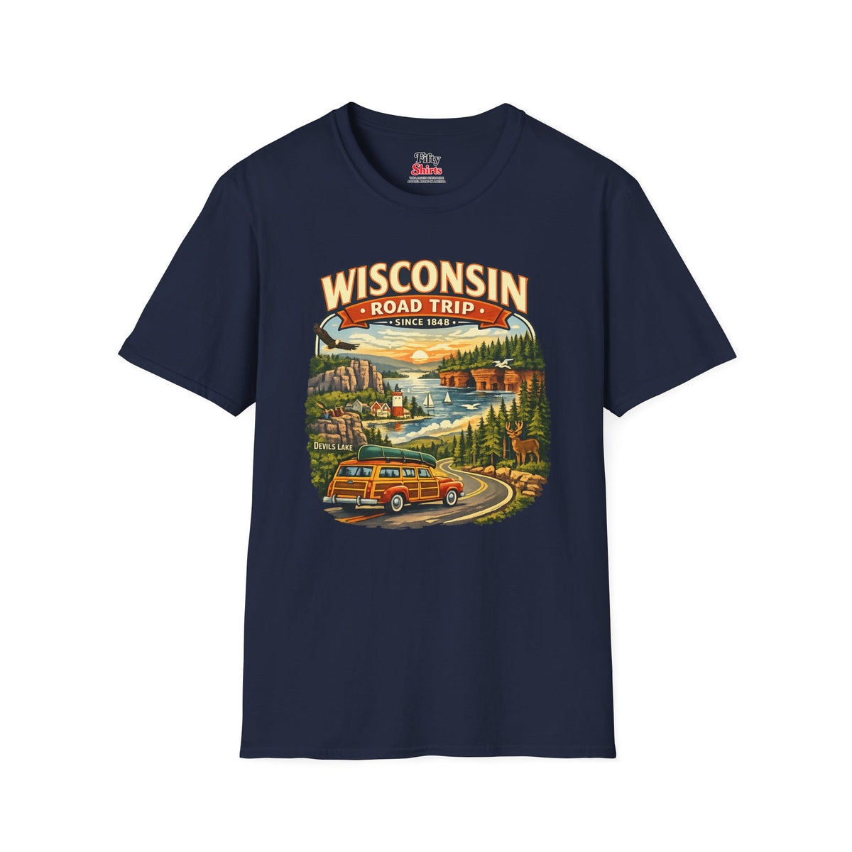 Wisconsin Road Trip Unisex Softstyle T Shirt State Pride Graphic Tee Collections FS03