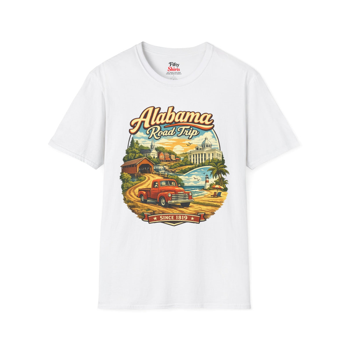 Alabama Road Trip Unisex Softstyle T Shirt State Pride Graphic Tee Collections FS03