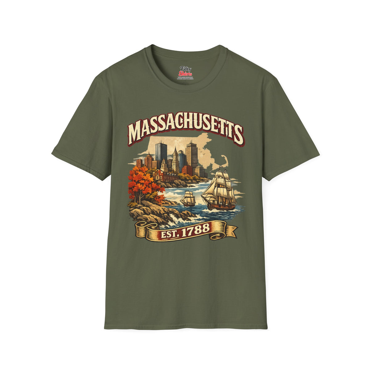 Vintage Massachusetts Heritage Unisex Softstyle T Shirt State Pride Graphic Tee Collections FS03