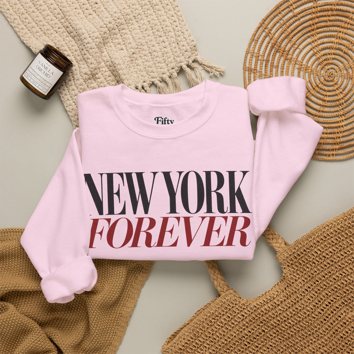 New York Forever Unisex Crewneck Sweatshirt State Name Graphic