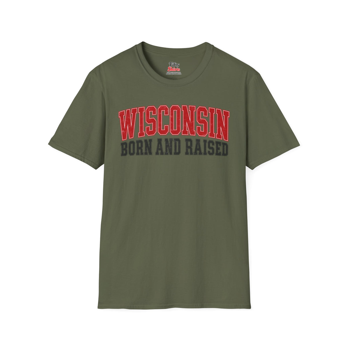 Wisconsin Born and Raised Unisex Softstyle T Shirt State Name Graphic Tee
