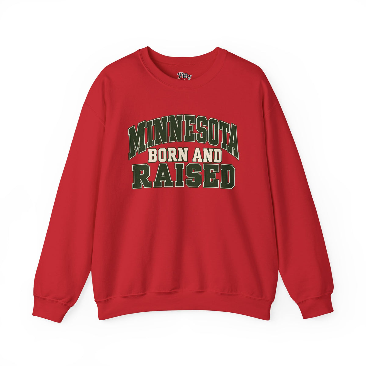 Minnesota Born and Raised Unisex Crewneck Sweatshirt State Name Graphic