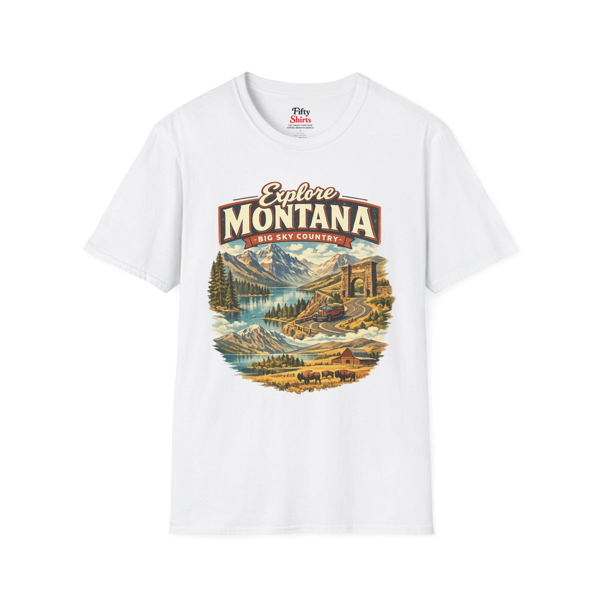 Explore Montana Unisex Softstyle T Shirt State Pride Graphic Tee Collections FS03