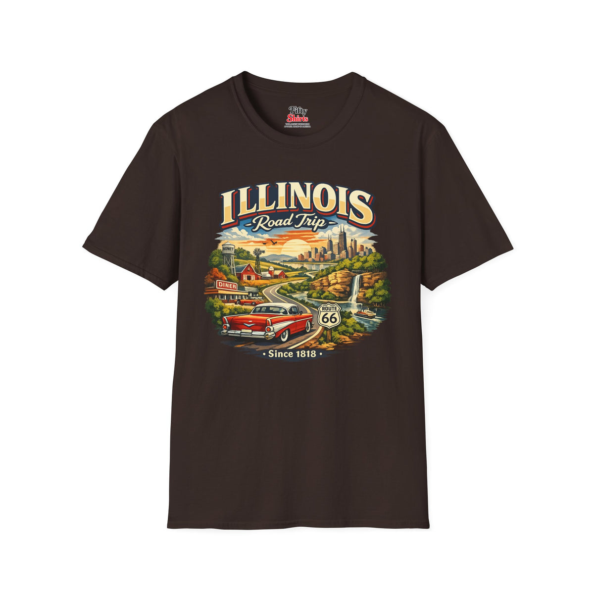 Illinois Road Trip Unisex Softstyle T Shirt State Pride Graphic Tee Collections FS03