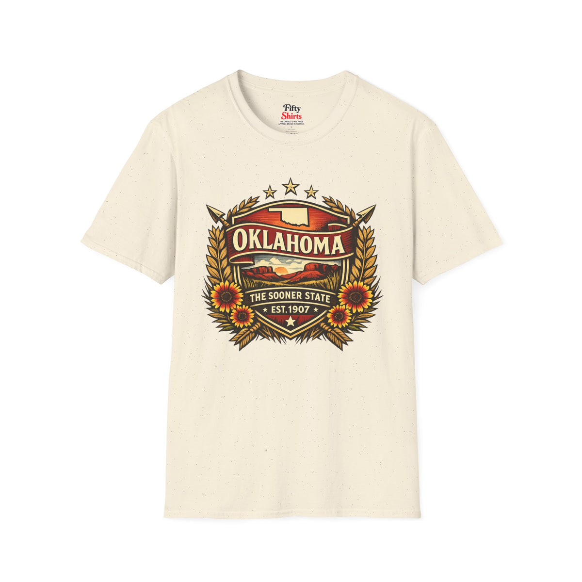Oklahoma Heritage Badge Unisex Softstyle T Shirt State Pride Graphic Tee Collections FS03